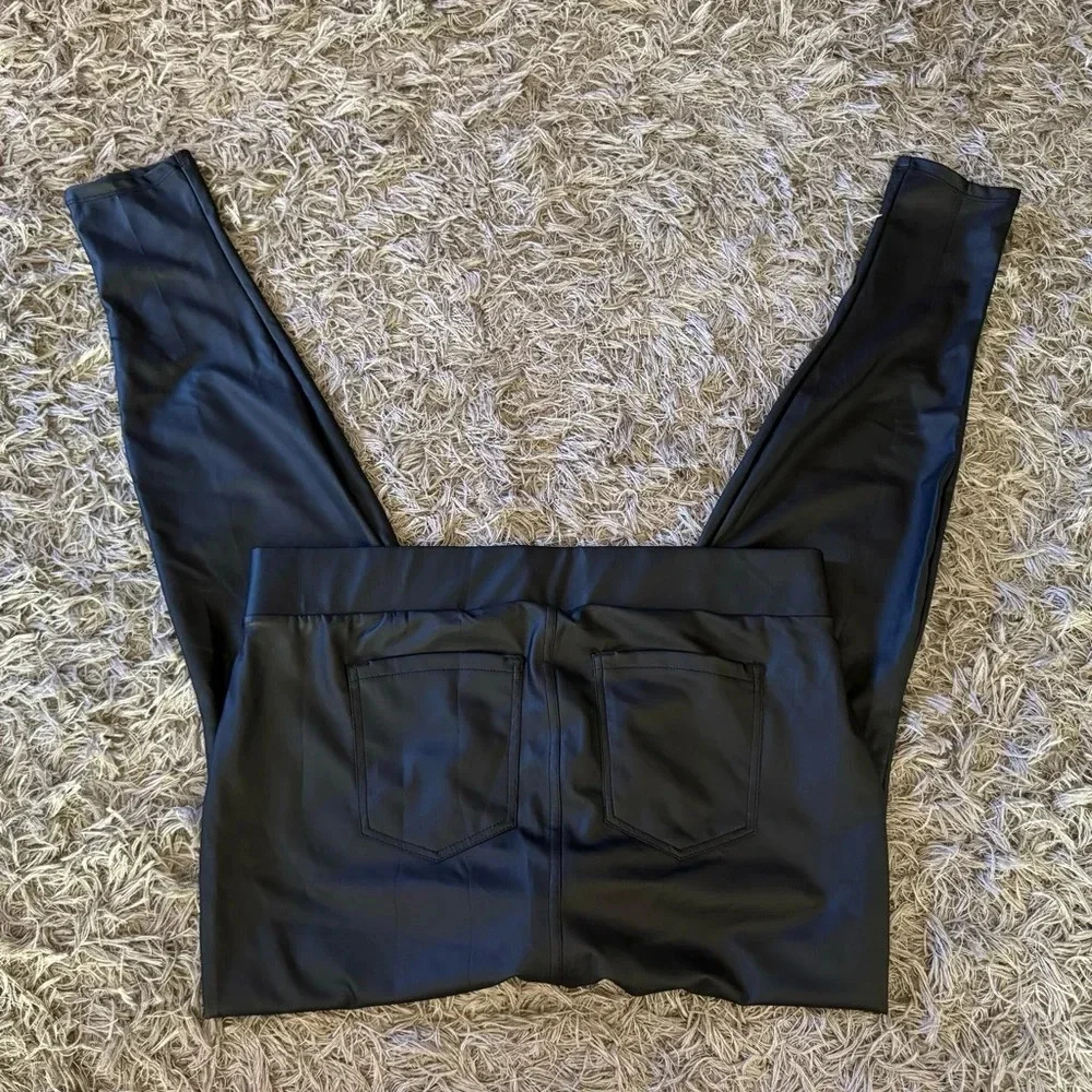 Women's Torrid Faux Leather Casual Slip On Pants Plus Size 1 Black Stretch